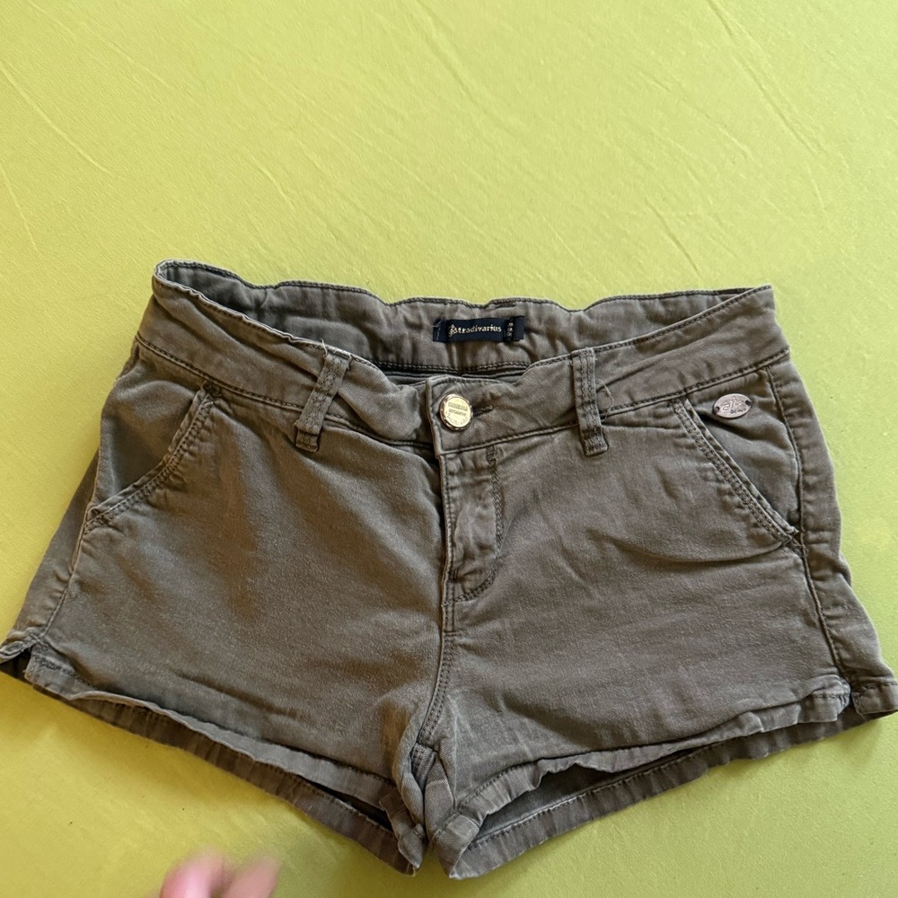 Stradivarius Green Jean Shorts